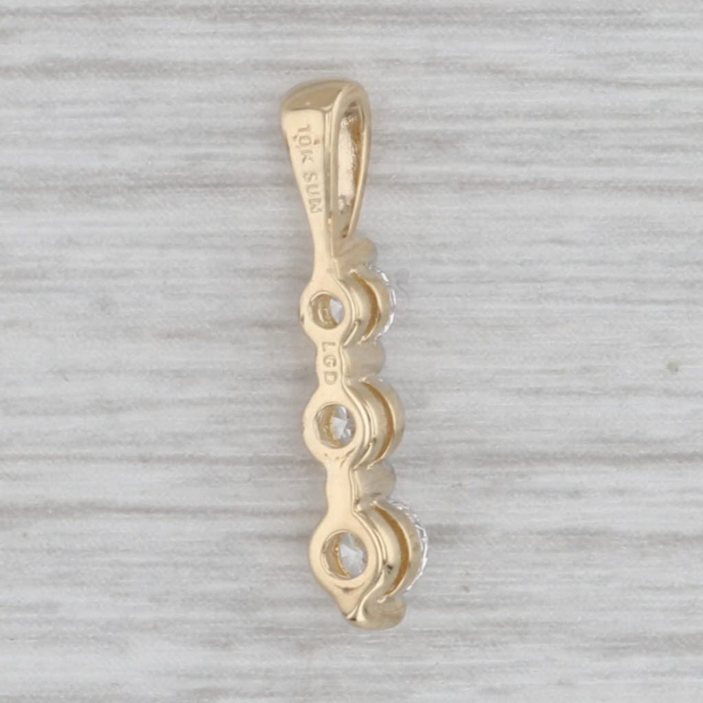 Gray 0.35ctw Lab Grown Diamond 3-Stone Journey Drop Pendant 10k Yellow Gold