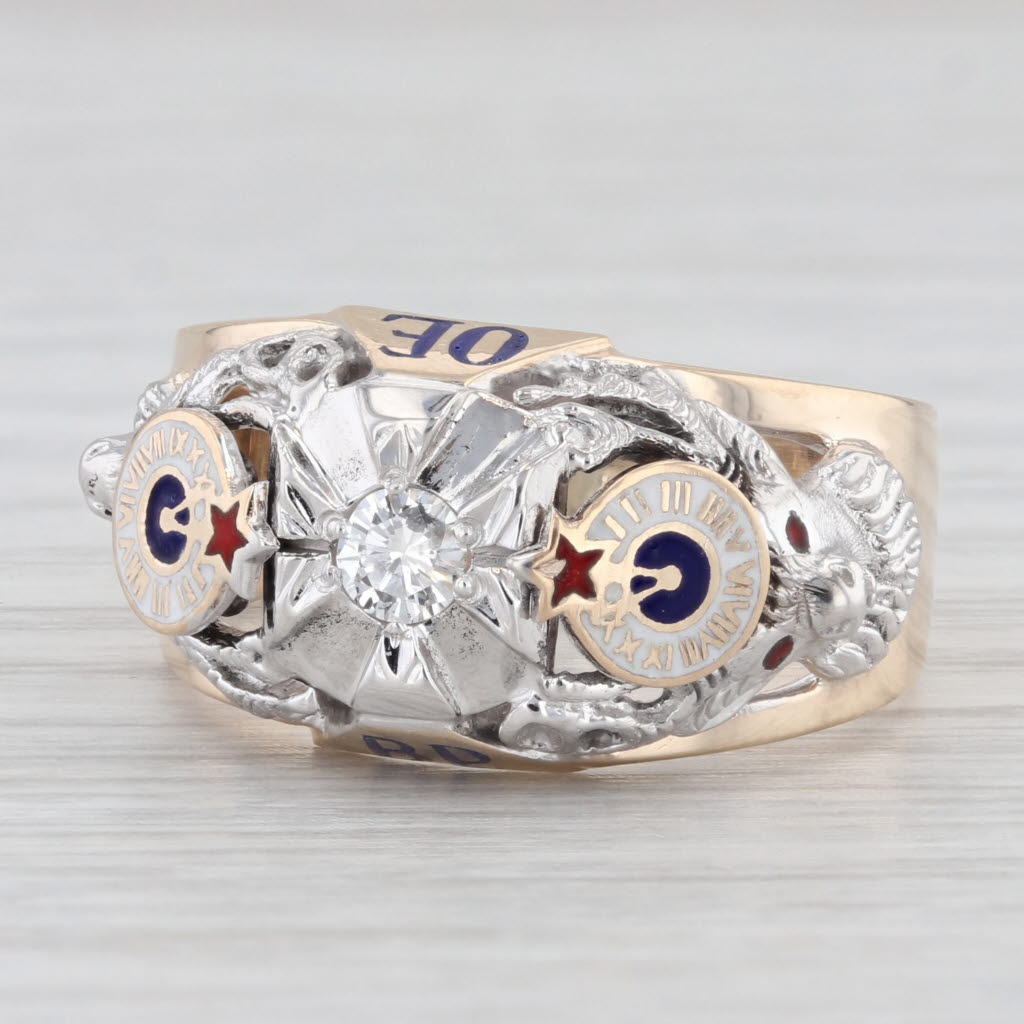 Diamond Fraternal Order of Elks BPOE Ring 10k Gold Size 9.25 Men's Sig ...