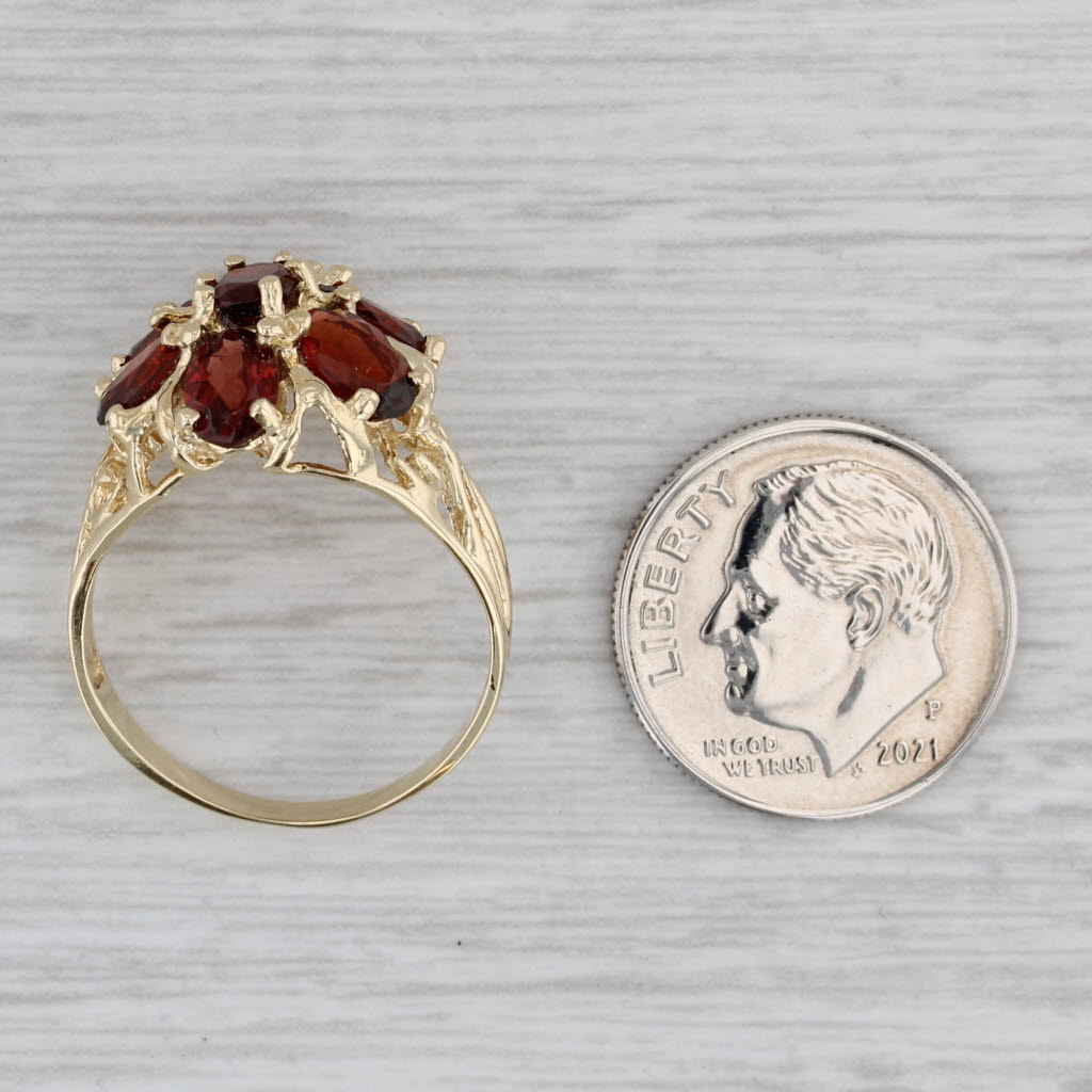 Gray 3.90ctw Garnet Flower Ring 14k Yellow Gold Size 7 Cocktail