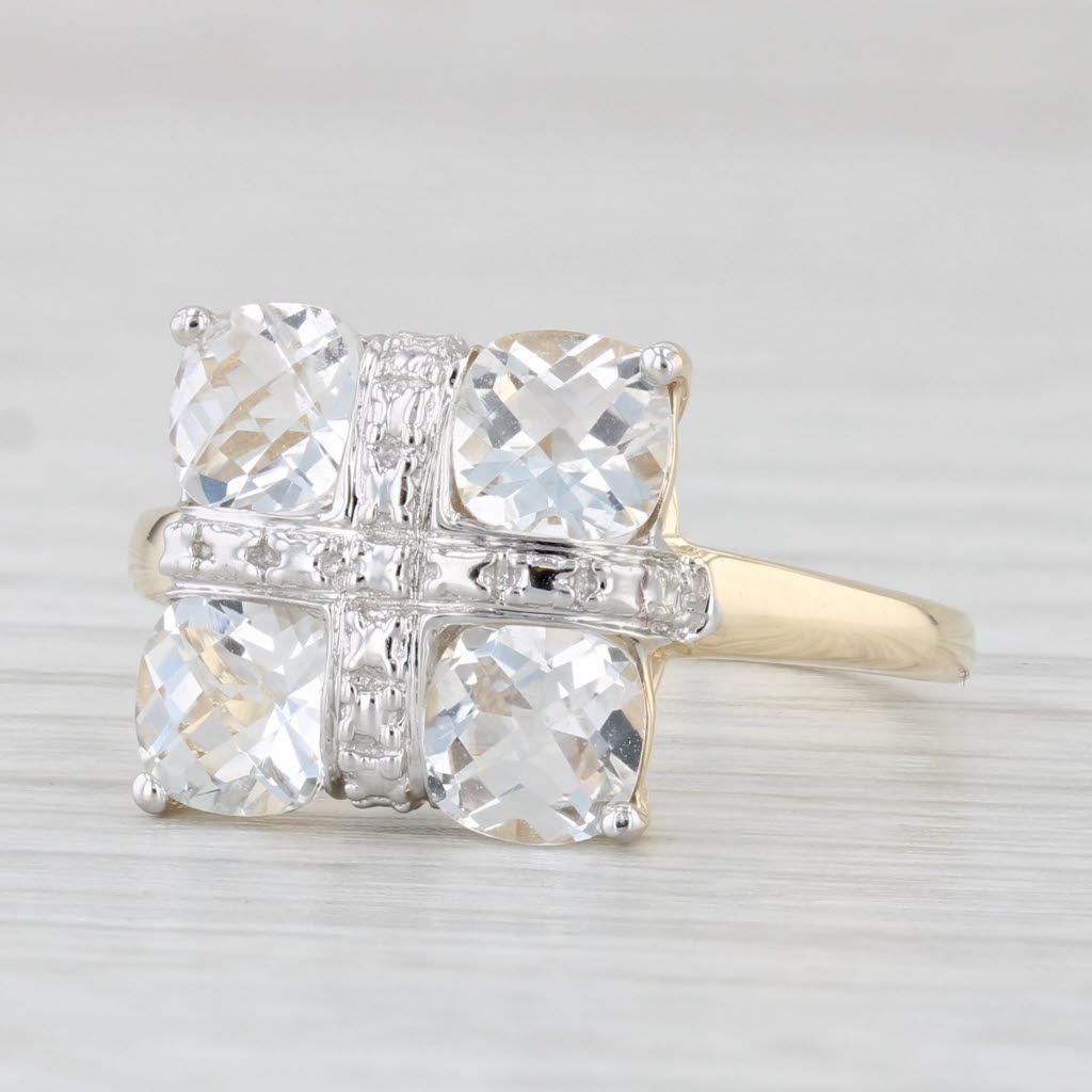 Light Gray 2.60ctw Clear Quartz Ring 10k Yellow Gold Size 8.25