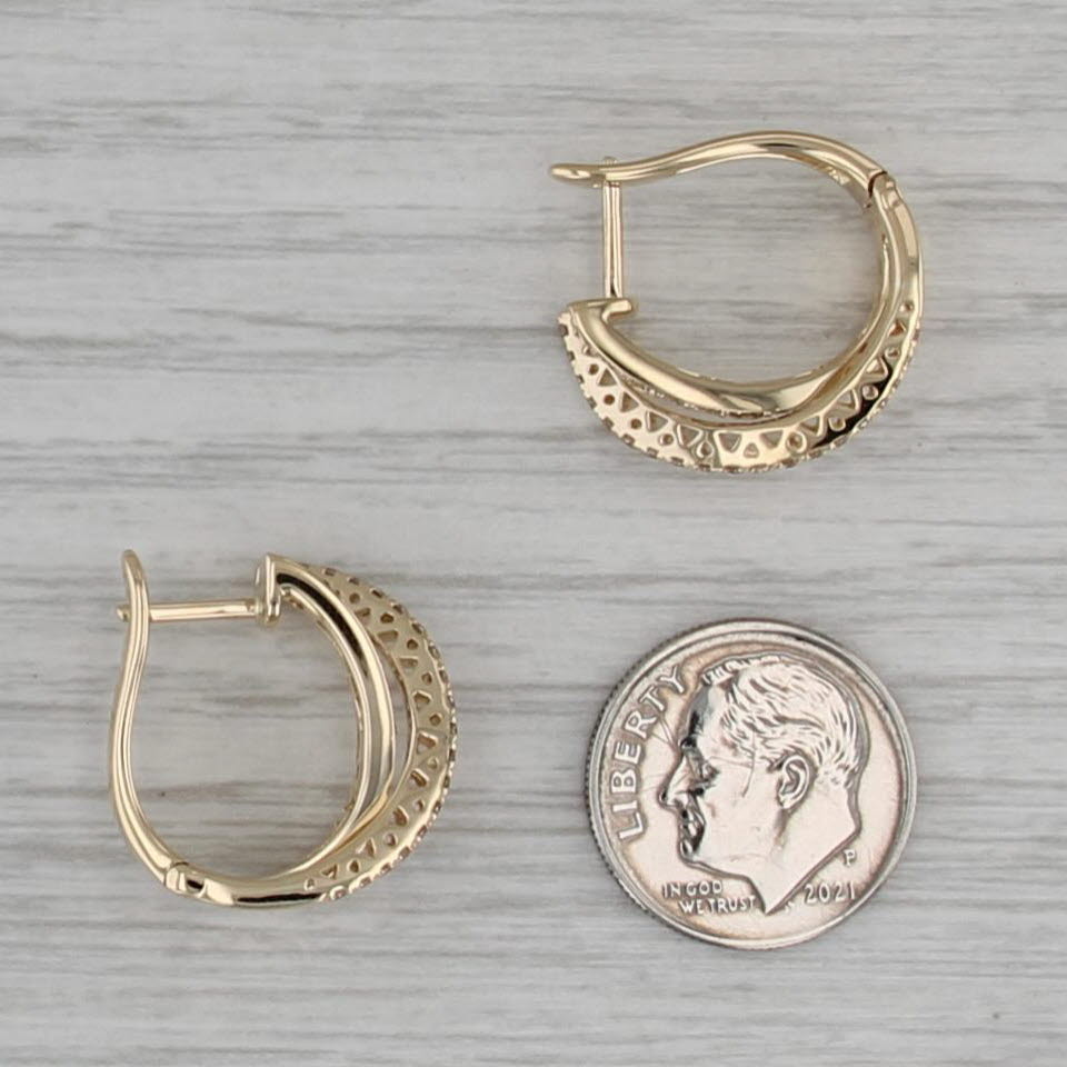 Le Vian 1.46ctw Diamond Crossover Hoop Earrings 14k Yellow Gold Snap Top Posts