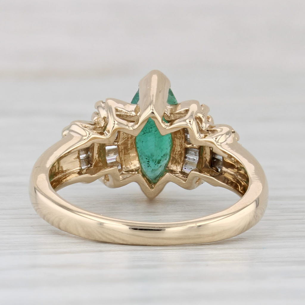 Light Gray 1.36ctw Marquise Emerald Diamond Ring 14k Yellow Gold Size 6