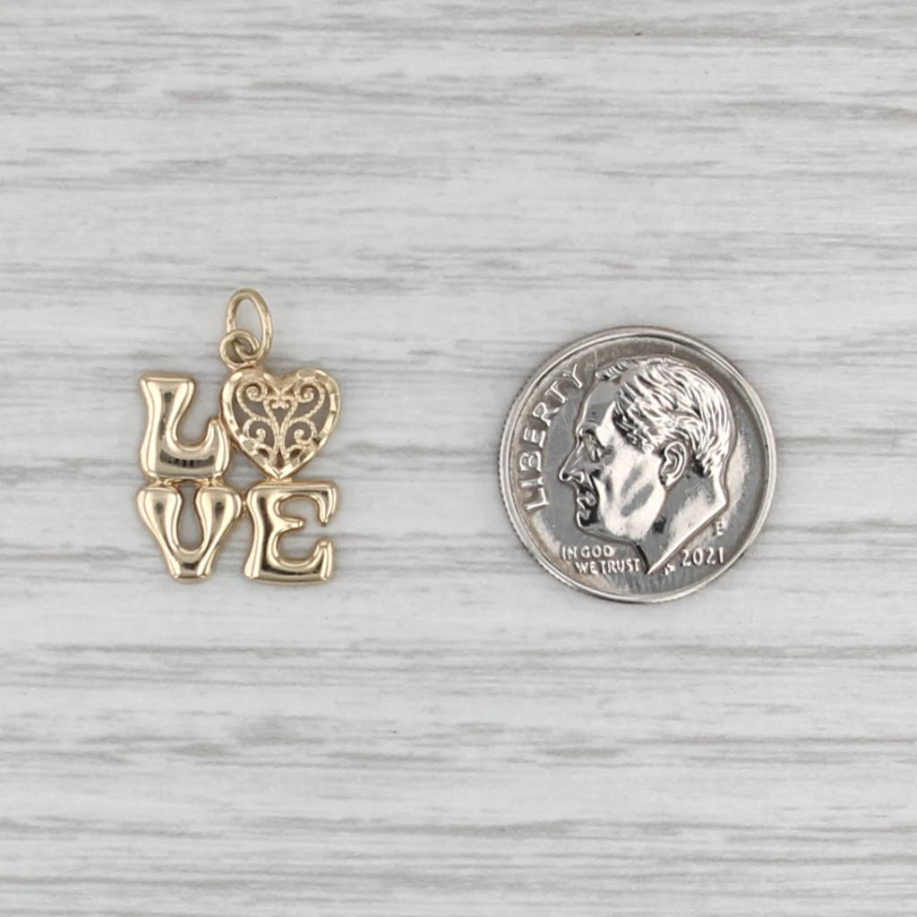 Love Filigree Heart Pendant 14k Yellow Gold Charm Gift Keepsake