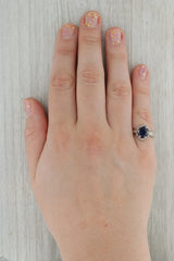Dark Gray 1.82ctw Oval Blue Lab Created Sapphire Diamond Ring 10k White Gold Engagement