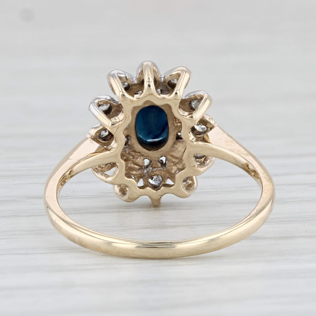 Light Gray 0.58ctw Oval Blue Sapphire Diamond Ring 10k Gold Size 5