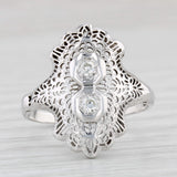 Light Gray Diamond Vintage Ring 18k White Gold Size 8 Old European Cut