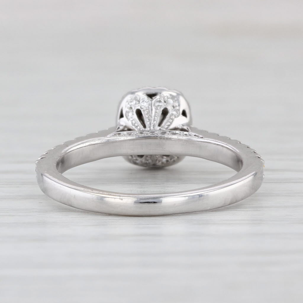 0.84ctw Yellow White Diamond Halo Engagement Ring 14k White Gold Size 5.75 Atara