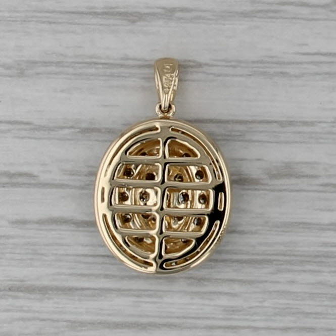 0.97ctw Diamond Cluster Halo Pendant 14k Yellow Gold Oval Drop