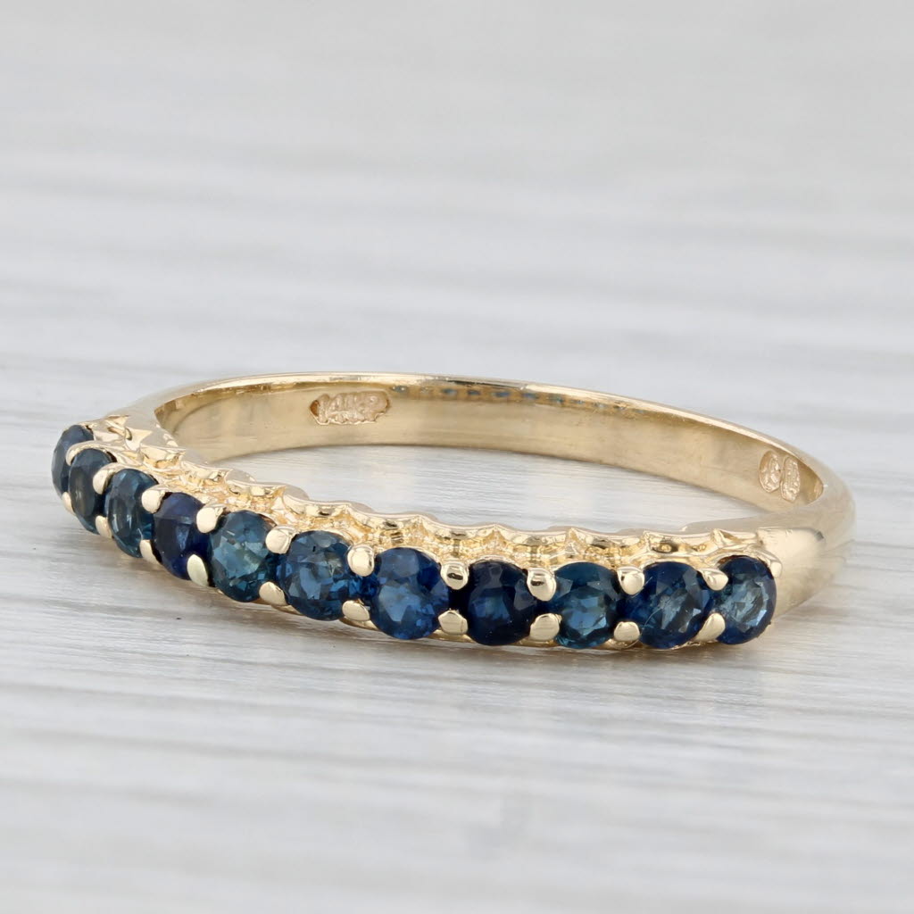 Light Gray 0.57ctw Blue Sapphire Ring 14k Yellow Gold Size 6.75 Stackable