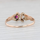 Light Gray Antique Lab Created Ruby Diamond Ring 9k Yellow Gold Size 8.5 AS IS