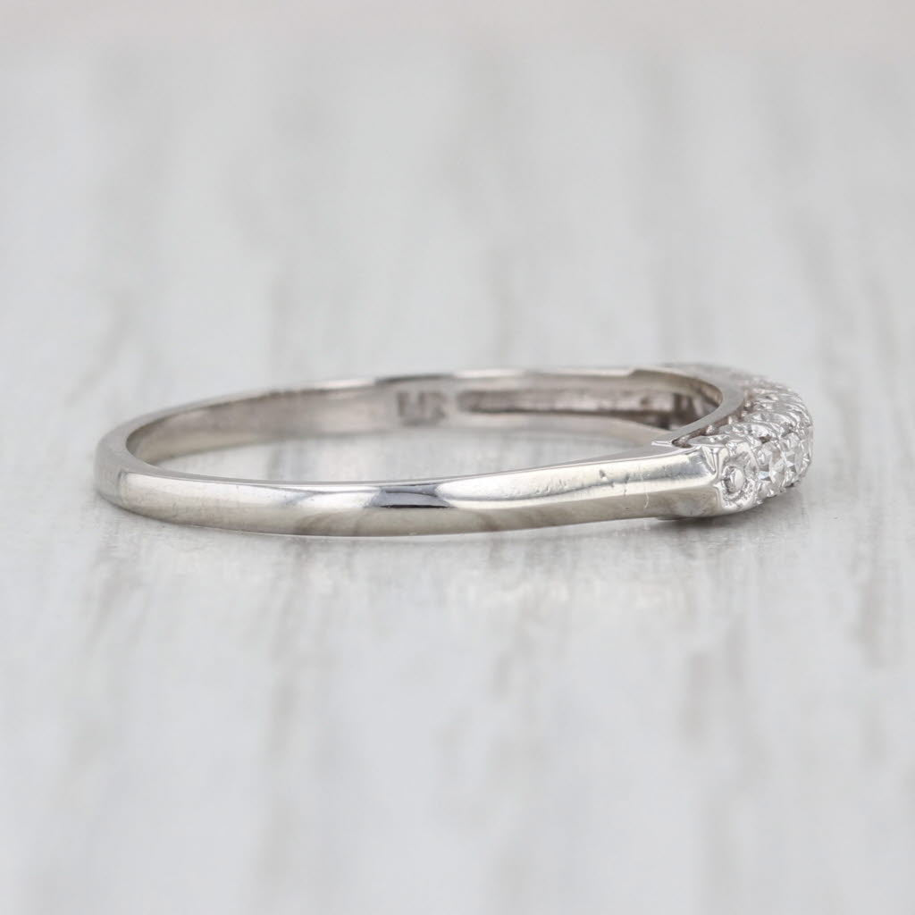 Vintage 0.10ctw Diamond Wedding Band 14k White Gold Stackable Ring Size 8.75