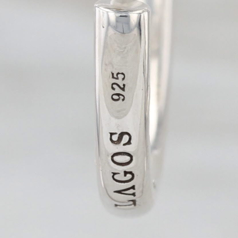 New Lagos Signature Caviar Dot Hoop Sterling Silver w/ Pouch Card Round Hoops