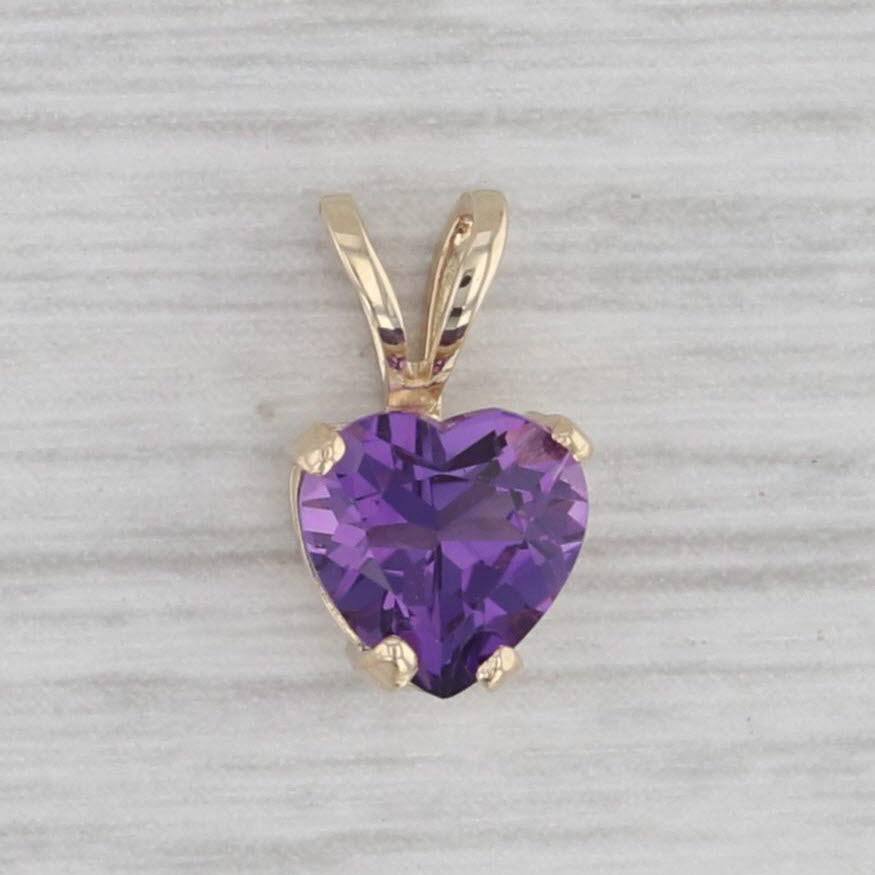 Gray 0.65ctw Amethyst Heart Pendant 14k Yellow Gold Small Drop