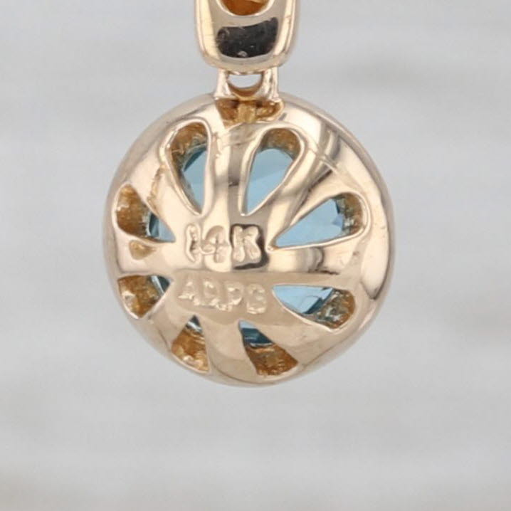 2.08ctw Blue Topaz Diamond Drop Earrings 14k Yellow White Gold