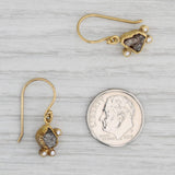 Light Gray Rough Cut Diamond Dangle Earrings 18k Yellow Gold Todd Reed Hook Posts