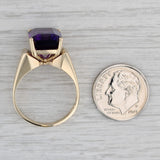 6.65ct Amethyst Emerald Cut Solitaire Ring 10k Yellow Gold Size 9
