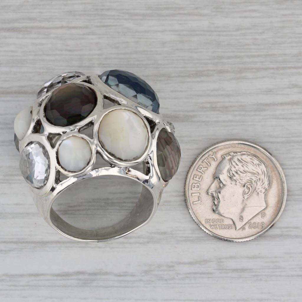 Gray Ippolita Rock Candy Collection Ring Sterling Silver Mother of Pearl Quartz