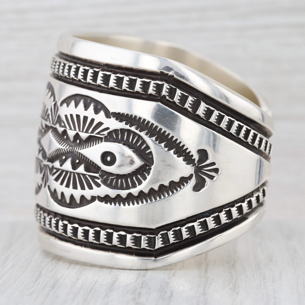 Elvira Bill Navajo Cuff Bracelet Sterling Silver Vintage Native Americ