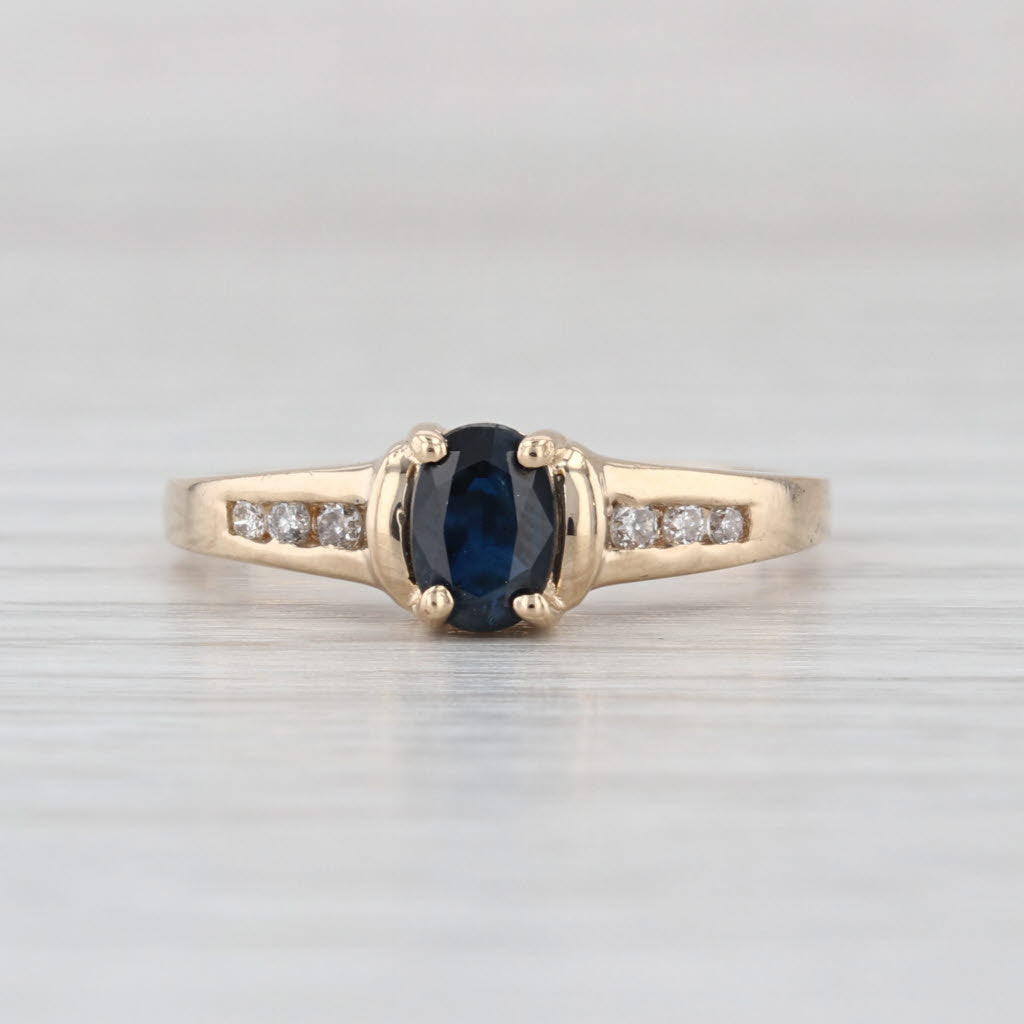 0.51ctw Blue Sapphire Diamond Ring 14k Yellow Gold Size 7