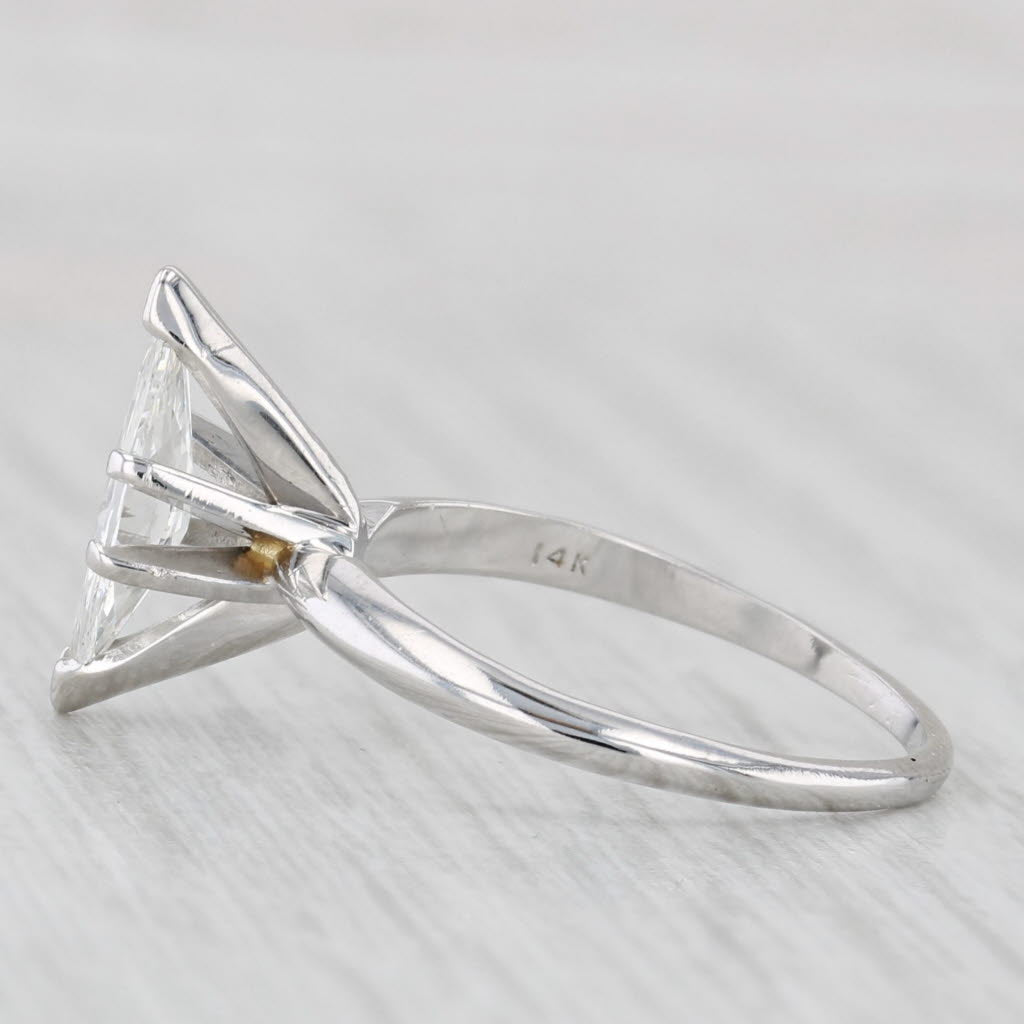 Light Gray 0.83ct Marquise Brilliant Solitaire Engagement Ring 14k White Gold Size 5.5