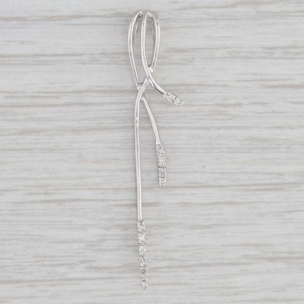 Light Gray Diamond Accented White Gold Drop Pendant 10k