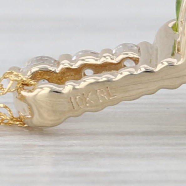 2.15ctw Peridot White Sapphire Pendant Necklace 10k Yellow Gold 18.25"