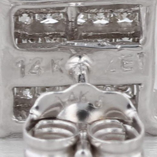 0.45ctw Princess Diamond Stud Earrings 14k White Gold Studs