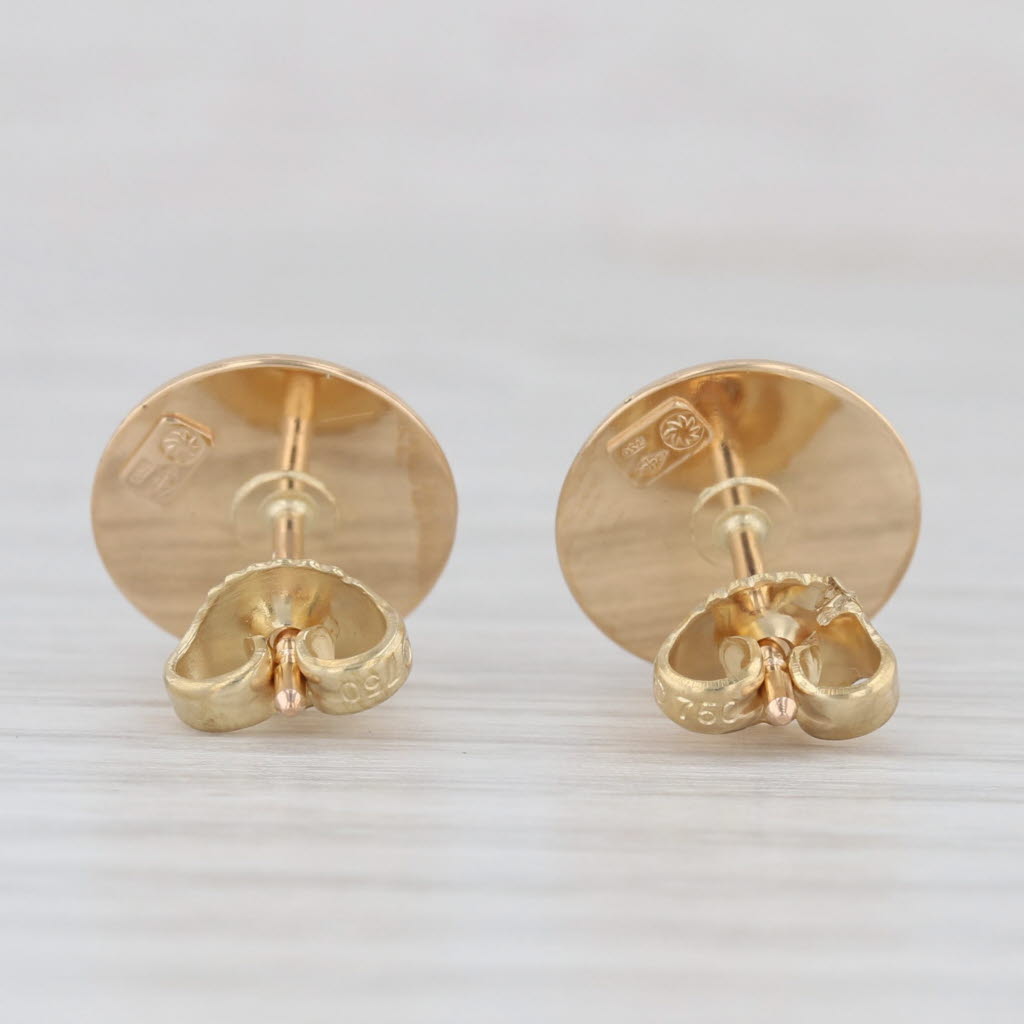 Light Gray Charles Garnier Swirl Stud Earrings 18k Yellow Gold French