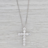 0.90ctw Diamond Cross Pendant Necklace 14k White Gold 21" Box Chain