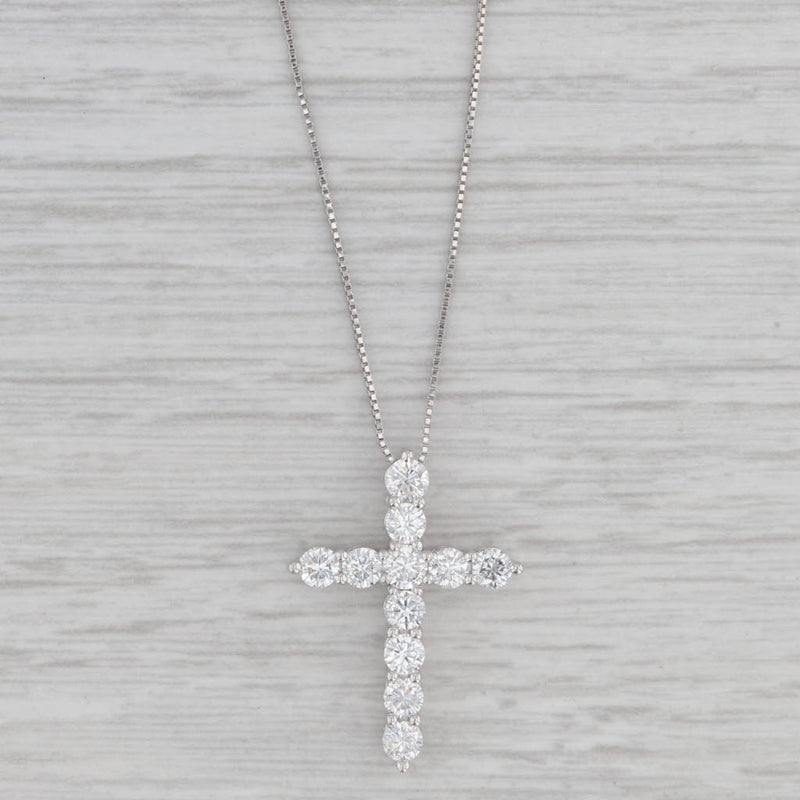0.90ctw Diamond Cross Pendant Necklace 14k White Gold 21" Box Chain