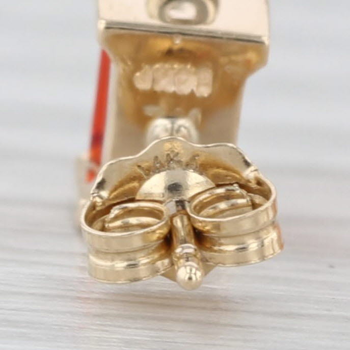 Lab Created Orange Sapphire Diamond Stud Earrings 14k Yellow Gold Studs