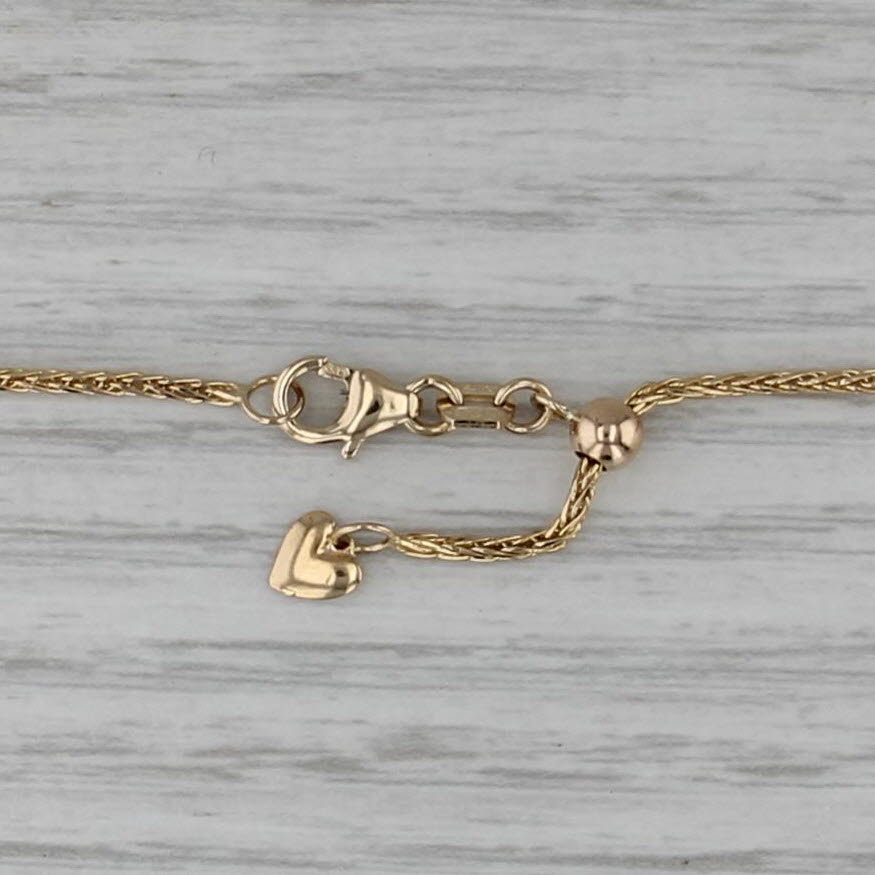 Wheat Chain Necklace 14k Yellow Gold Adjustable Slide 22" 1.3mm