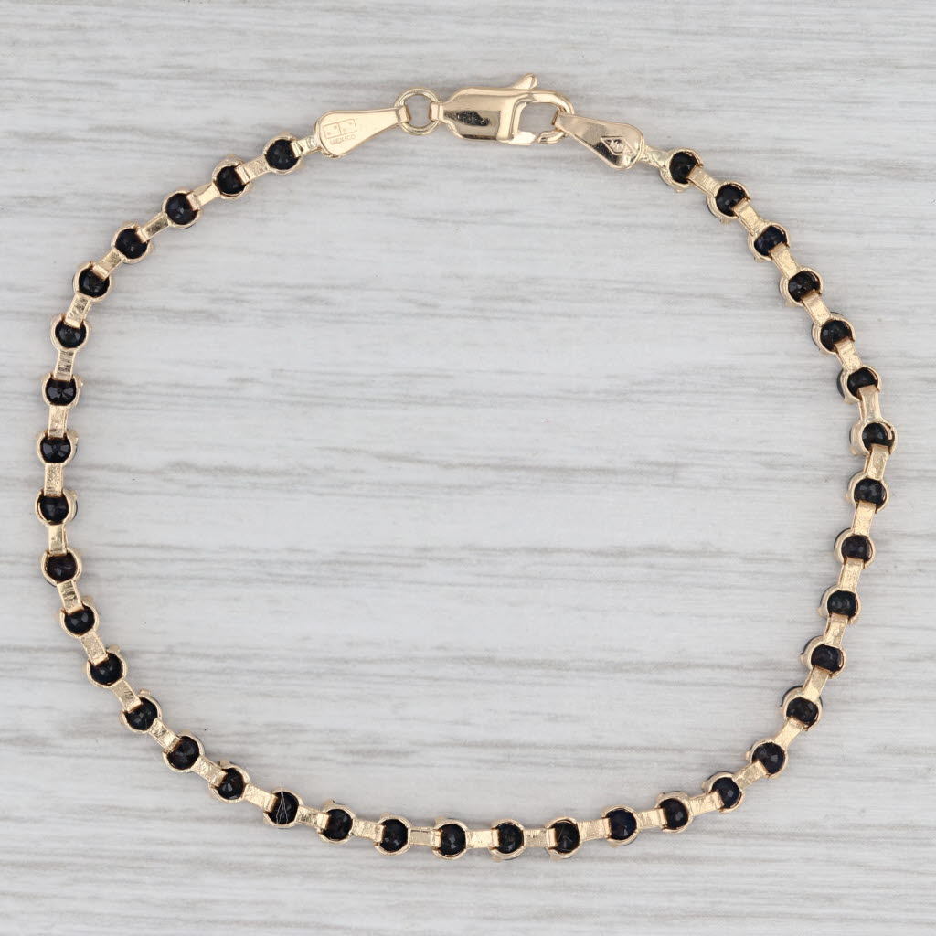 3.70ctw Blue Sapphire Tennis Bracelet 14k Yellow Gold 6.5" 3mm
