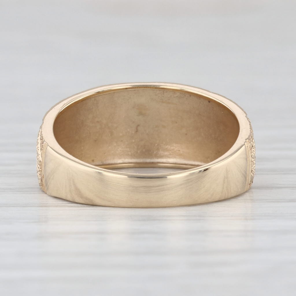 Brushed Cross Hatch Pattern Ring 10k Yellow Gold Size 6 Band