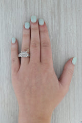 1.07ctw Princess Diamond Halo Engagement Ring 14k White Gold Size 8.25