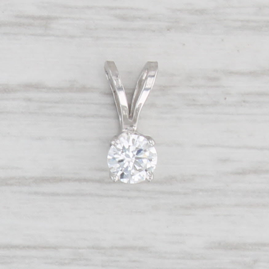 Light Gray 0.26ct Round Diamond Solitaire Pendant 14k White Gold Small Drop