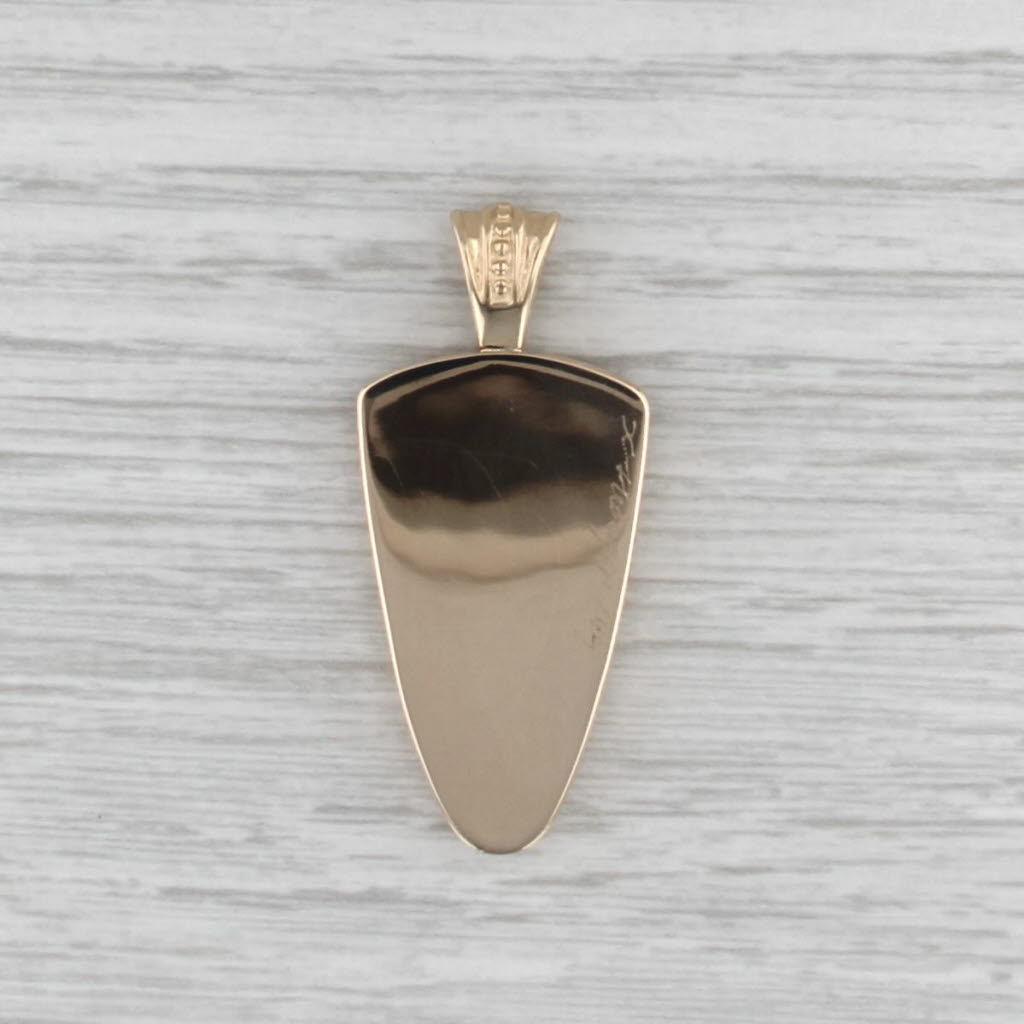 Magik Fusager Colorful Mosaic Cloisonne Pendant 14k Gold Diamond Accent
