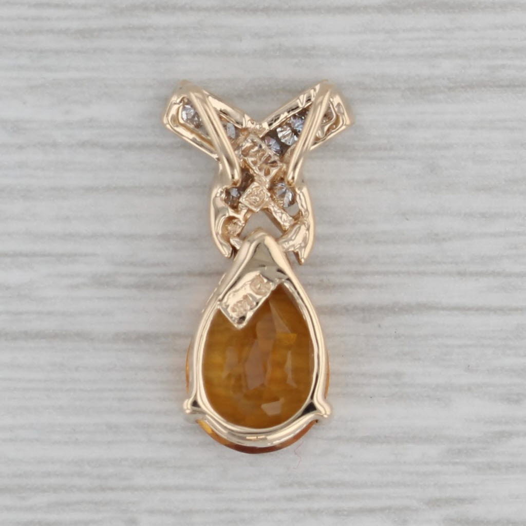 Gray 1.92ctw Pear Orange Citrine Diamond Pendant 14k Yellow Gold