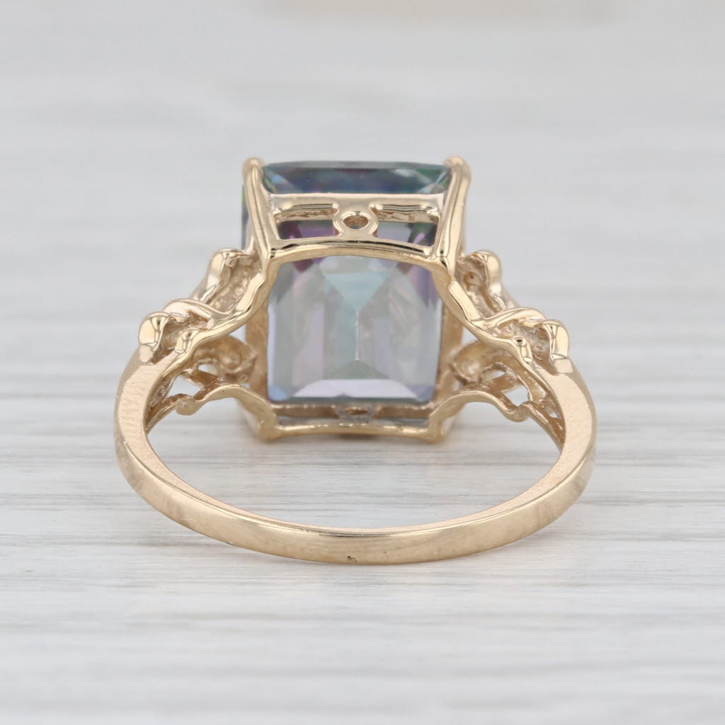 9.35ct Purple Green Mystic Topaz Solitaire Ring 14k Yellow Gold Size 8