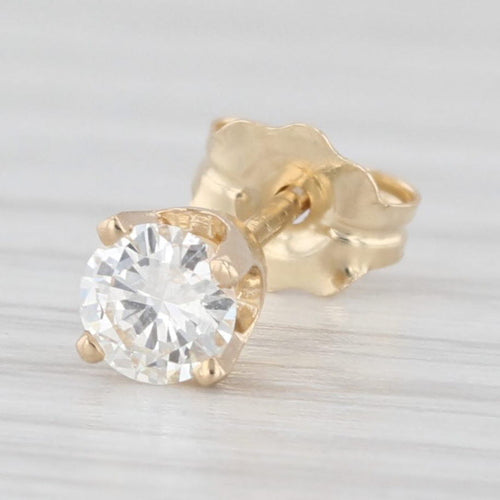 Light Gray Single 0.20ct Diamond Solitaire Stud Earring 14k Yellow Gold Round Brilliant