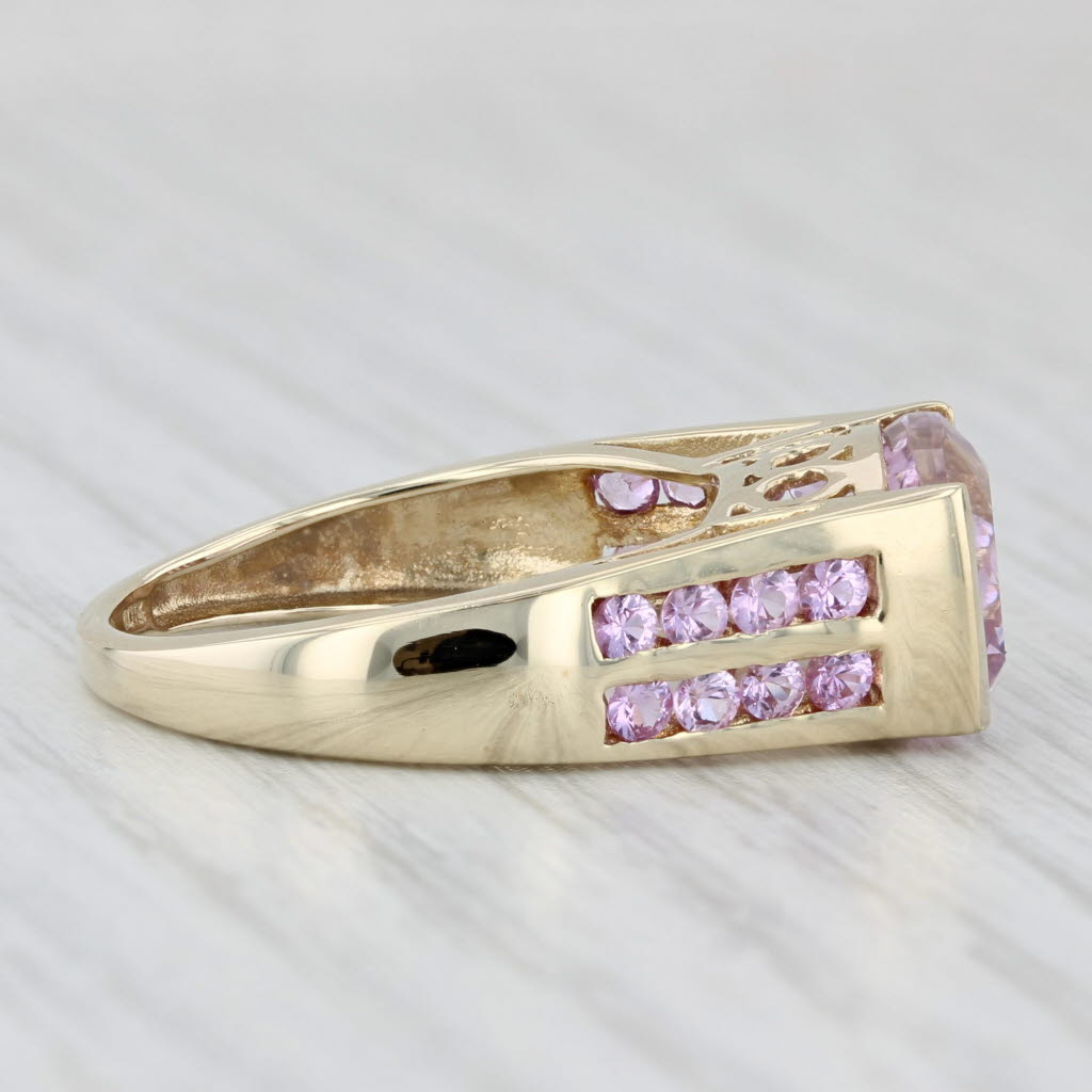 Light Gray 4.80ct Pink Sapphire Kunzite Ring 10k Yellow Gold Size 7