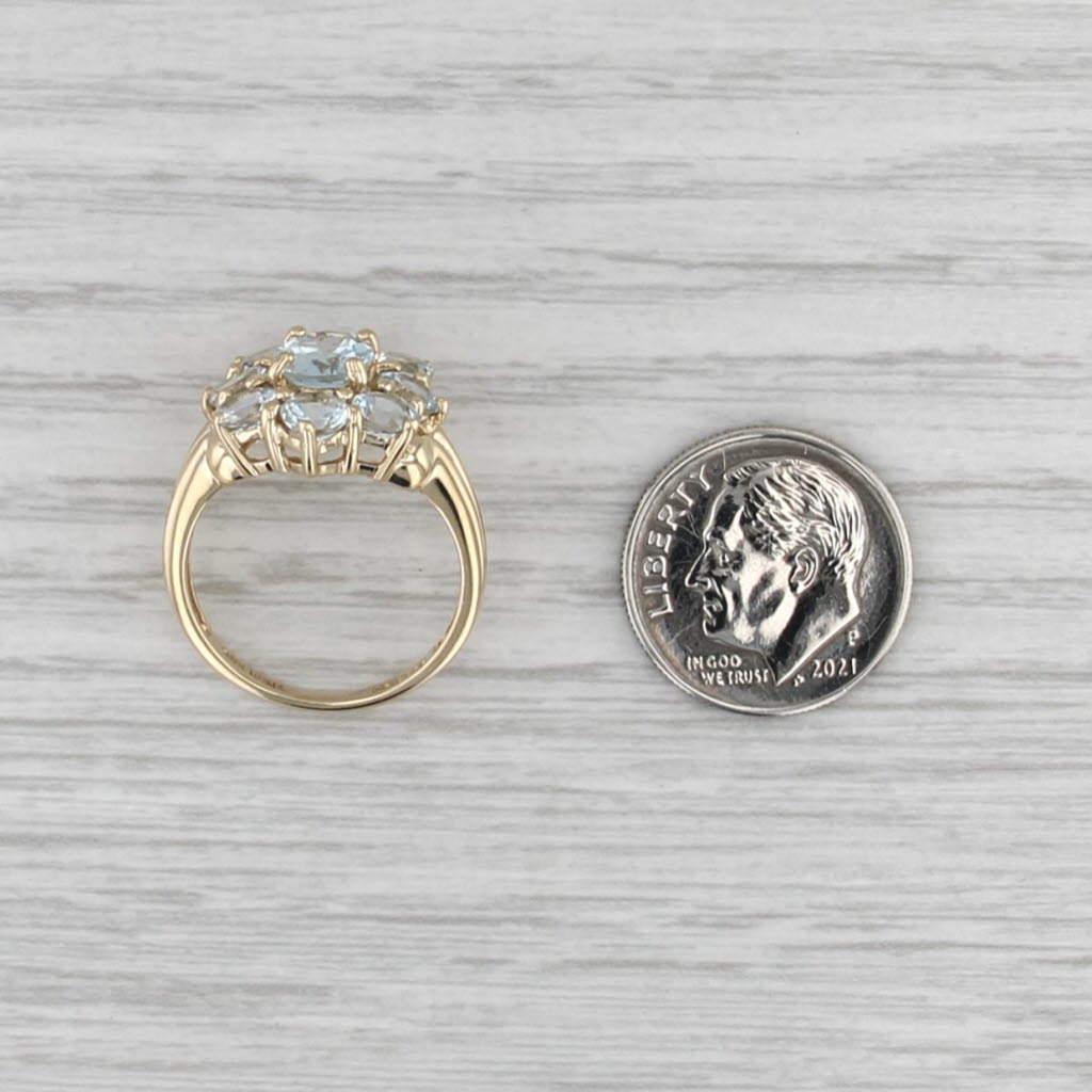 2.96ctw Aquamarine Flower Ring 10k Yellow Gold Size 6