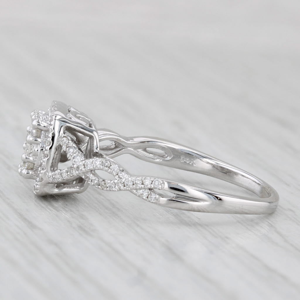 Light Gray 0.57ctw Round Diamond Halo Engagement Ring 14k White Gold Size 10