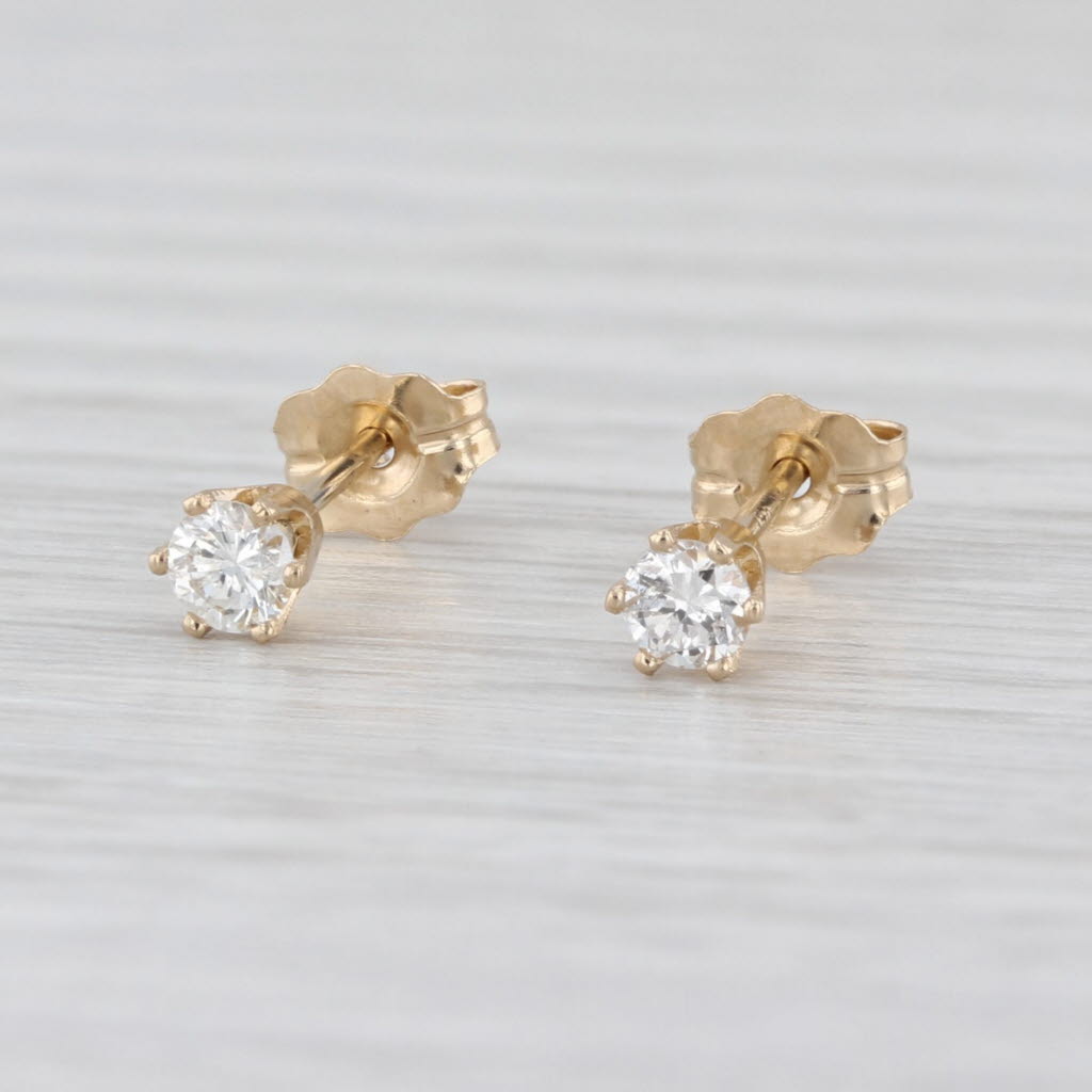 0.19ctw Round Solitaire Diamond Stud Earrings 14k Yellow Gold Studs