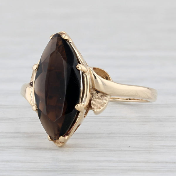 2ct Smoky Quartz Marquise Solitaire Ring 10k Yellow Gold Size 7