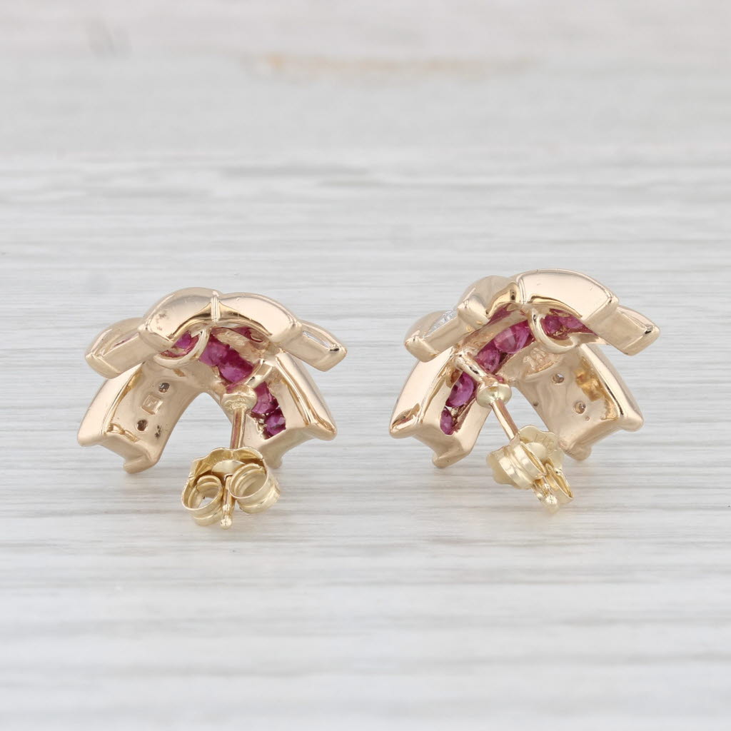 Light Gray 0.72ctw Ruby Diamond X Stud Earrings 14k Yellow Gold