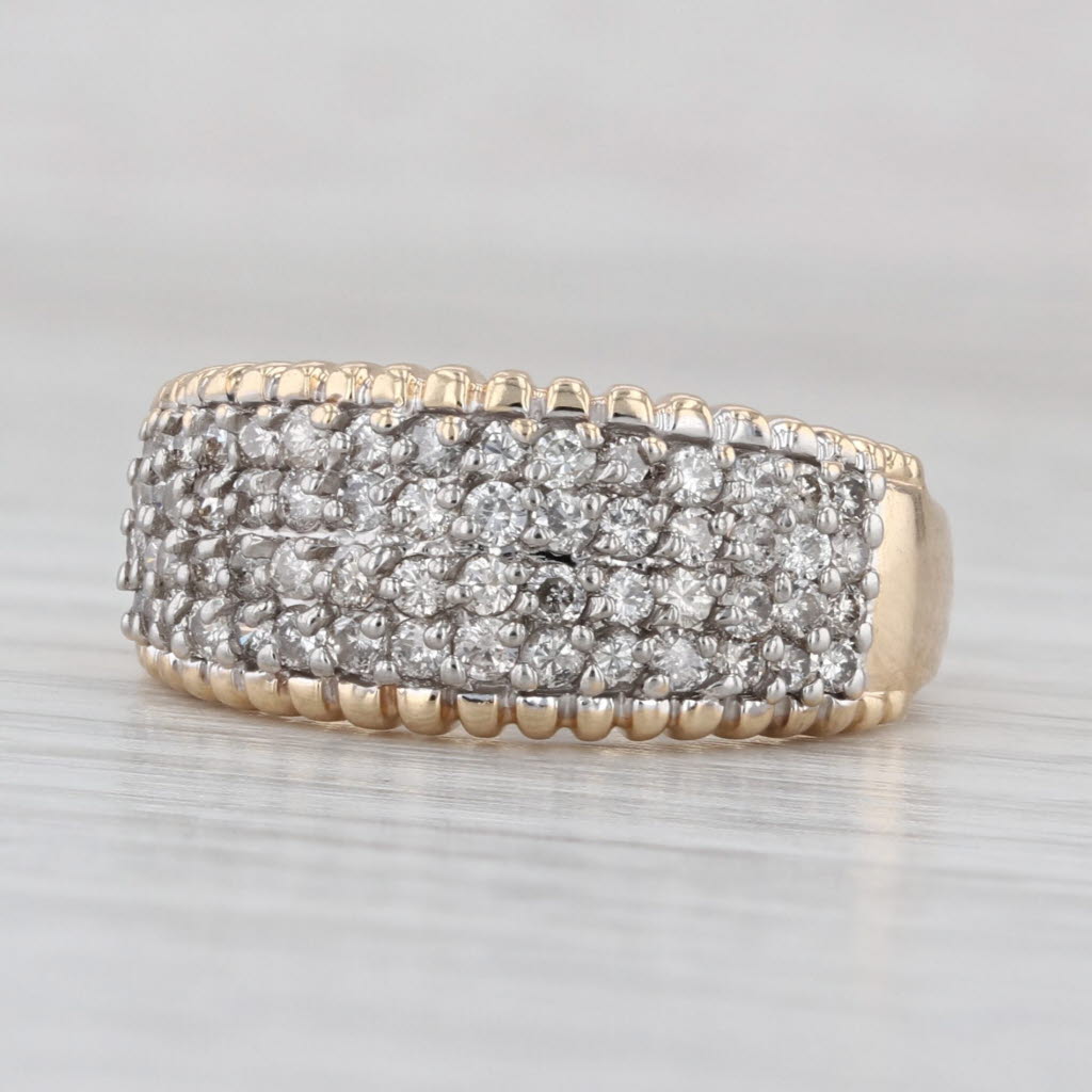 1ctw Pave Diamond Ring 14k Yellow Gold Size 8 Anniversary Band