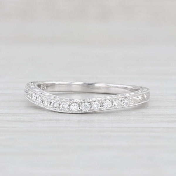 Light Gray New 0.15ctw Contoured Diamond Wedding Band 18k White Gold Size 6.5 Ring