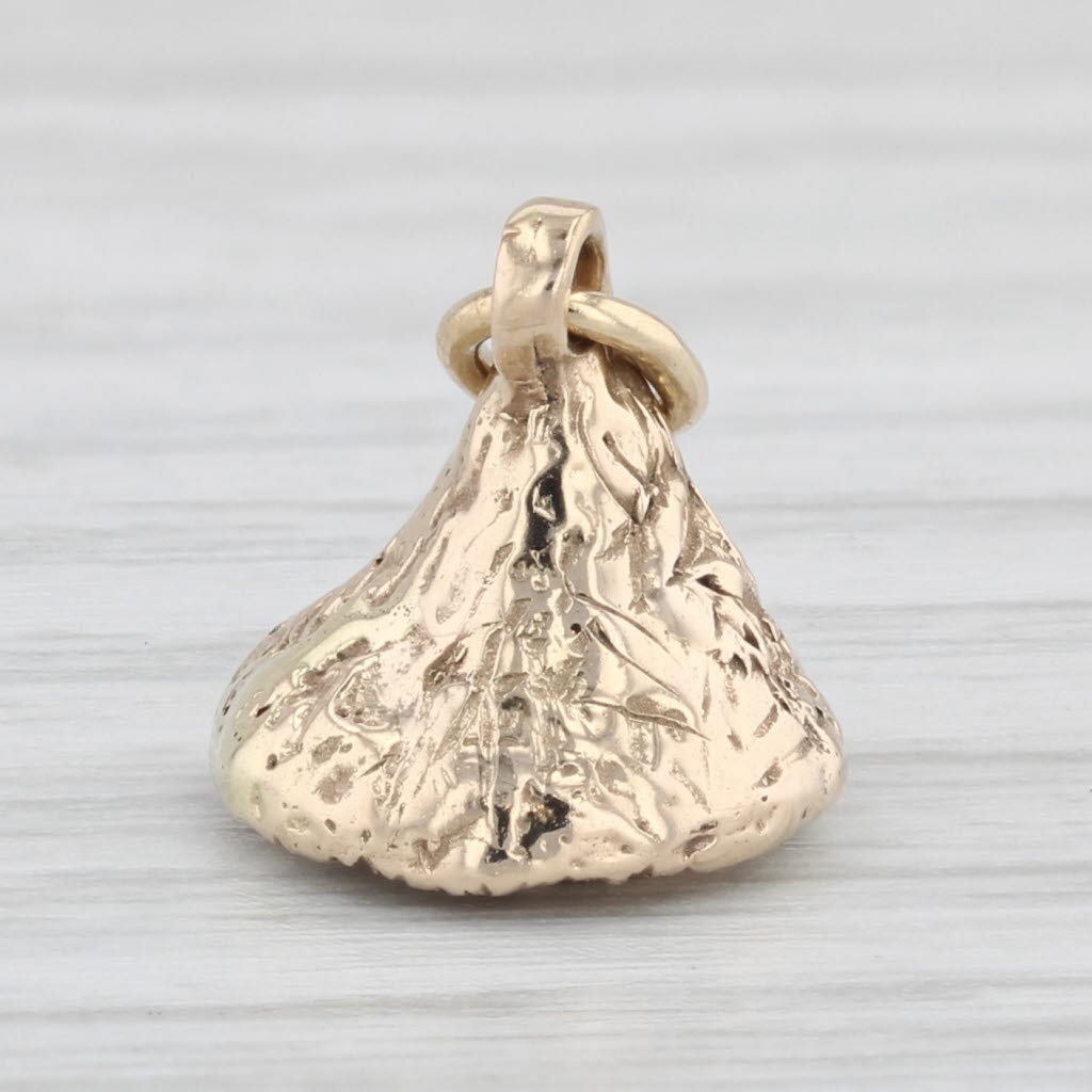 Light Gray Hershey Kiss Charm 14k Yellow Gold Small Pendant