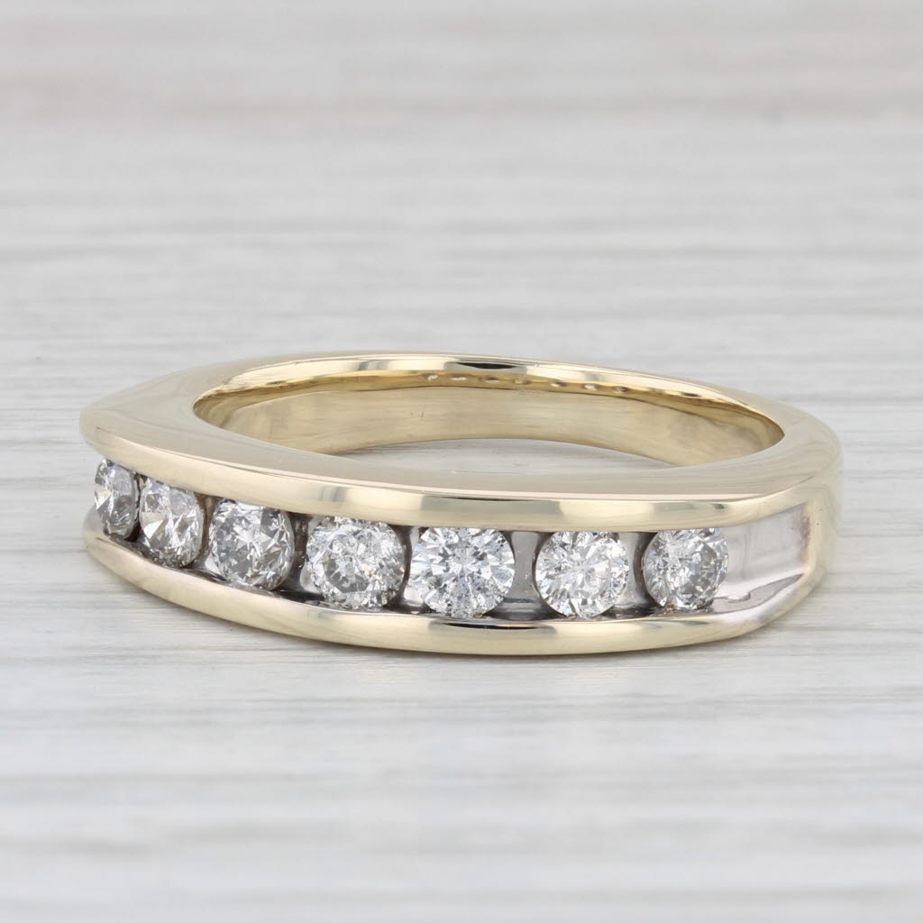 Light Gray 0.90ctw Diamond Channel Set Wedding Anniversary Band 10k Yellow Gold Size 9.5